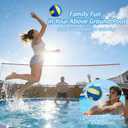 Above Ground Pool Volleyball Net Set, Adjustable 10-27FT Width Swimming Pool Volleyball Net, Outdoor Poolside Games with Ball, Carry Bag, Pump, Poles - Fun Swimming Water Games for Kids Adults Family