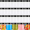 20Pcs 4oz Plastic Slime Containers with Black Lids,Round Refillable Travel Storage Sealed Jars Clear Wide Mouth Container for Candy,Food Storage,Makeup,Cosmetics,Lotions,Eye Shadow,Cream,Samples