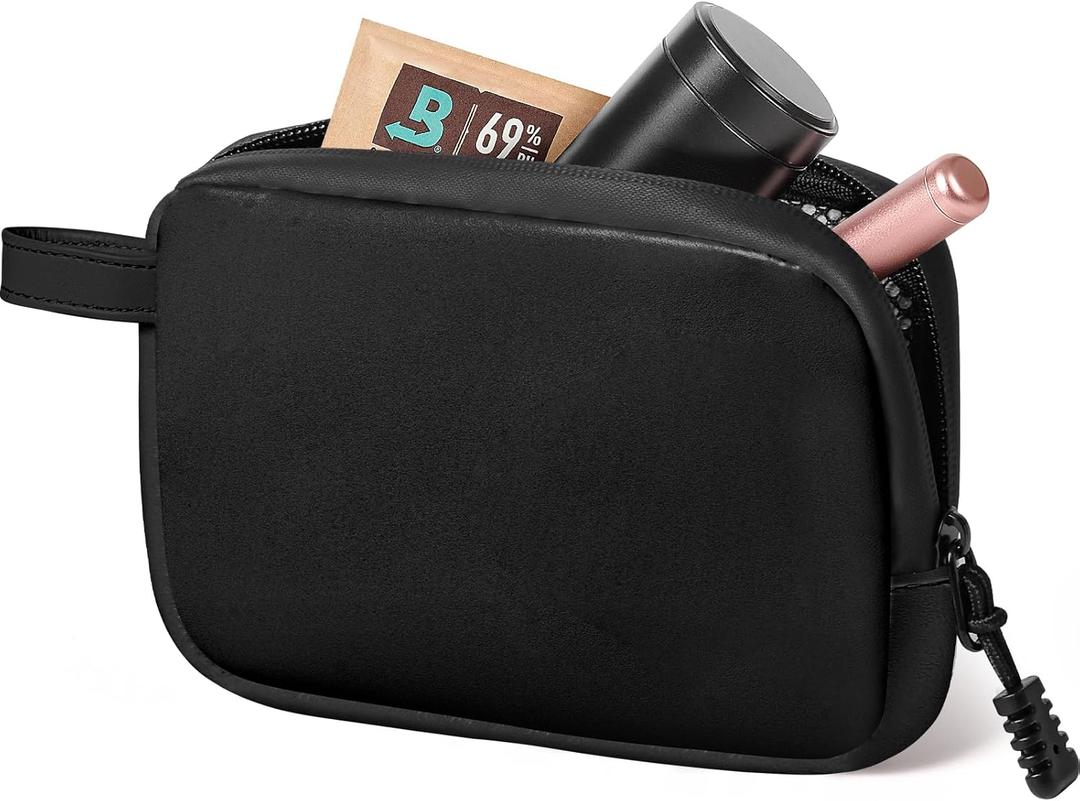 SafeDelux Smell Proof Bag, 6.7"x4.7" Smell Proof Container with Activated Carbon Fiber Liner, Odorless Airtight Travel Organizer & Stylish Gifts for Women