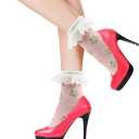 Funcat Women's Lace Ruffle Frilly Colorful Floral Cotton Casual Novelty Ankle Socks 4/5/6 Pairs