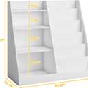 Tatub 6 Tier Kids Wooden Bookshelf and Toy Storage, Children Toy Organizer with Upgraded Book Shelves, Toddler BookRack Baby Bookcase for Nursery, Playroom and Classroom, White, Large-B
