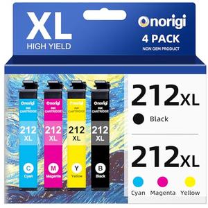 Onorigi Remanufactured 212XL Ink Cartridges Replacement for Epson 212 Ink cartridges T212XL 212 Ink cartridges for Epson Printer Expression Home XP-4100 XP-4105 Workforce WF-2830 WF-2850 (4 Pack) Onorigi Remanufactured 212XL Ink Cartridges Replacement for Epson 212 Ink cartridges T212XL 212 Ink cartridges for Epson Printer Expression Home XP-4100 XP-4105 Workforce WF-2830 WF-2850 (4 Pack)