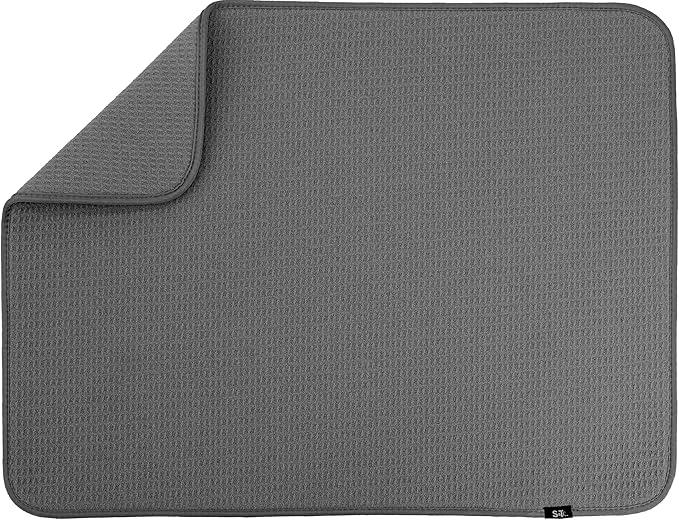 Key & Castle Microfiber Dish Drying Mat 16 in x 18 in, Gray