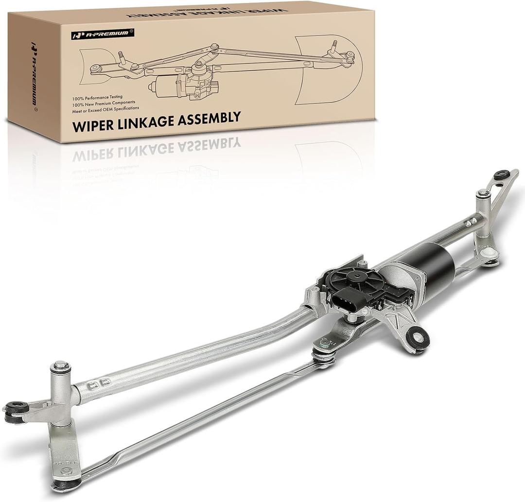 A-Premium Front Windshield Wiper Motor and Linkage Assembly Compatible with Dodge Ram 1500 2002-2004, Ram 2500 2003-2004, Ram 3500 2003-2004, Replace# 55077098AI, 55077098AL