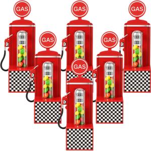 6 Pcs Gas Station Candy Favor Box with 6 Pcs Plastic Test Tubes Race Cars Party Treat Box Gas Station Race Cars Party Goodie Candy Tube for Racing Birthday Supplies(Red)