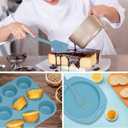 Aschef Economical 7in1 Oil-limit Nonstick Silicone Baking Ring Cake Pan Cookie Sheet Molds Tray, Heat Resistant Bakeware Tools for Muffin Loaf Bread Pizza Cupcake
