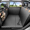 REEVAA Dog Car Seat Cover for Back Seat, Hard Bottom Dog Hammock, Pet Bed Extender for 2-4 Large/Medium Dogs, Ruff Waterproof Seat Protector, Rover Universal L Size for SUV Medium Truck, Black+Orange