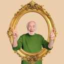 Large Photo Booth Props 32 x 24 Inch Gold Picture Selfie Frame Vintage Photo Round Frame Creative Friends Party Selfie Props Corrugated Plastic Accessories for Wedding Birthday Bachelorette Supplies