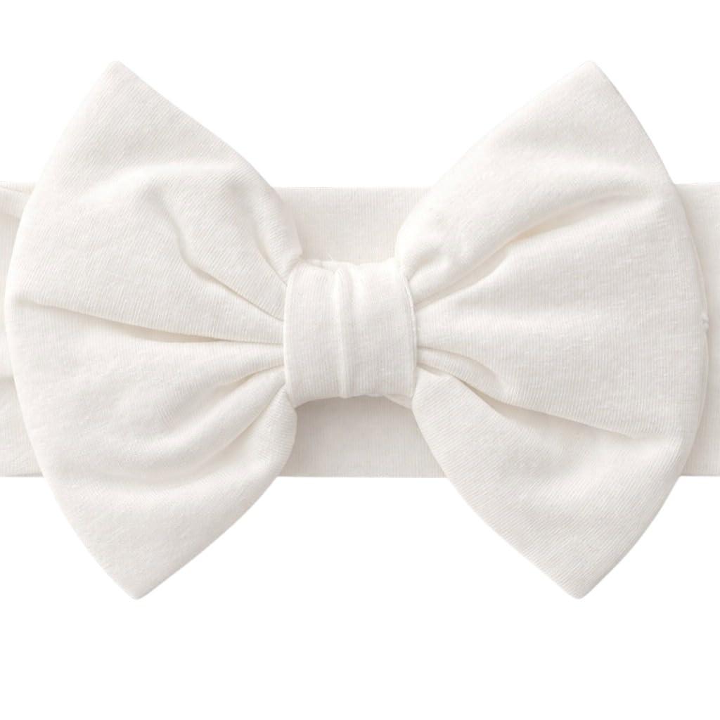 Baby Girl Headbands-Infant Toddler Cotton Handmade Hairbands with Big Bows Child Hair Accessories (Soft White, 3-36 Month) (1 Count (Pack of 1))