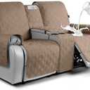VANSOFY Loveseat Recliner Cover with Console 100% Waterproof Sofa Slipcovers Non-Slip Reclining Couch Cover Split Sofa Covers Furniture Protector for Pets, Dogs(Light Brown) (2 Seater+Console)