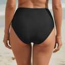 Blooming Jelly Womens High Waisted Bikini Bottoms Tummy Control Swim Bottom Ruched Full Coverage Retro Swimwear (Black, L)