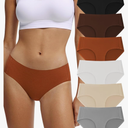 Seamless Cotton Underwear for Women No Show Bikini Panties Full Coverage Sexy Soft Comfort Hipsters 6 Pack M