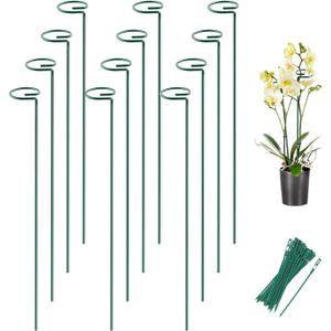 Joyhalo 12 Pack Plant Support Stakes 24 Inch, Plant Stakes, Flower Stakes with 24 Twist Ties, Garden Sticks for Plants Iris, Dahlia, Gladiolus, Amaryllis, Rose, Sunflower, Tomato, Sapling Etc