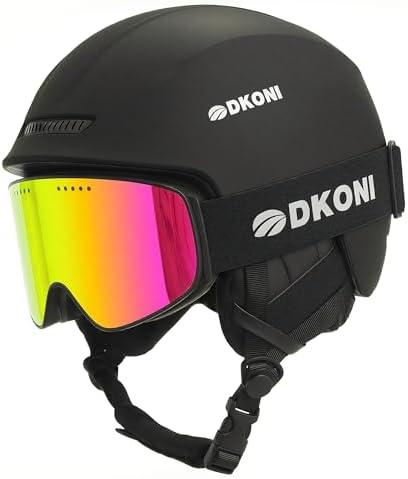 DKONI Ski Helmet with Goggles, Snowboard Helmet for Men & Women, Two-Stage Adjustable Ventilation System, Snow Sports Helmet for Adults, Youth & Big Kids Medium: 21.2-22.5 inch (54-58cm)