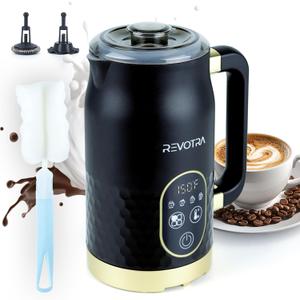 Milk Frother with LED Touchscreen & Temp Display, 4in1 Electric Milk Steamer for Hot & Cold Foam, Adjustable Temperature, Silent Frothing, NonStick Coating for Coffee, Latte, Hot Chocolate