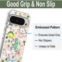 3 x Unov for Pixel 9 Pro XL Case, Clear with Design, Slim Fit Good Grip, Embossed Phone Case, Shockproof Protective Cover, Raised Camera Protection, Soft TPU, Golden Garden