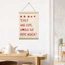 oayGnay Cute Kitchen Poster Hanger Frame, Chef Was Cute Would Eat Here Again Quotes Wall Art, Canvas Poster with Wood Frame, Kitchen Restaurant Dining Room Wall Decor, 12x16 Inches -20