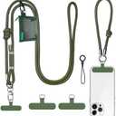 Phone Lanyard-1×Adjustable Neck Phone Strap with Wallet, 1×Wrist Strap，2×Pads,Anti Theft Phone Wrist Strap with Wallet，Universal Phone Strap Crossbody Compatible with Most Smartphones-Green