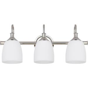 3-Light Polished Nickel Bathroom Vanity Light Fixtures Over Mirror, Vintage Vanity Lights for Living Room, Milk White Glass Shades, Standard E26 Base
