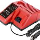for M12 & for M18 Multi Voltage Car Charger for Milwaukee 12V-18V Lithium Ion Battery 48-59-1812 48-11-2420 48-11-1815 48-11-1840 48-11-1841 48-11-1850