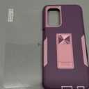 Phone Case for OnePlus Nord N200 Case, OnePlus N200 DE2117 Case with Tempered Glass Screen Protector, Magnetic Bulit in Kickstand Dual Layer Shockproof Cover for OnePlus Nord N200 Purple Pink