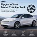 19 Inch Wheel Covers for Tesla Model Y Juniper 2025 2026, 4PCS Snap-On Hubcaps Rim Protectors, Full Coverage ABS Wheel Cap Replacement for Model Y Juniper Accessories, Black Silver