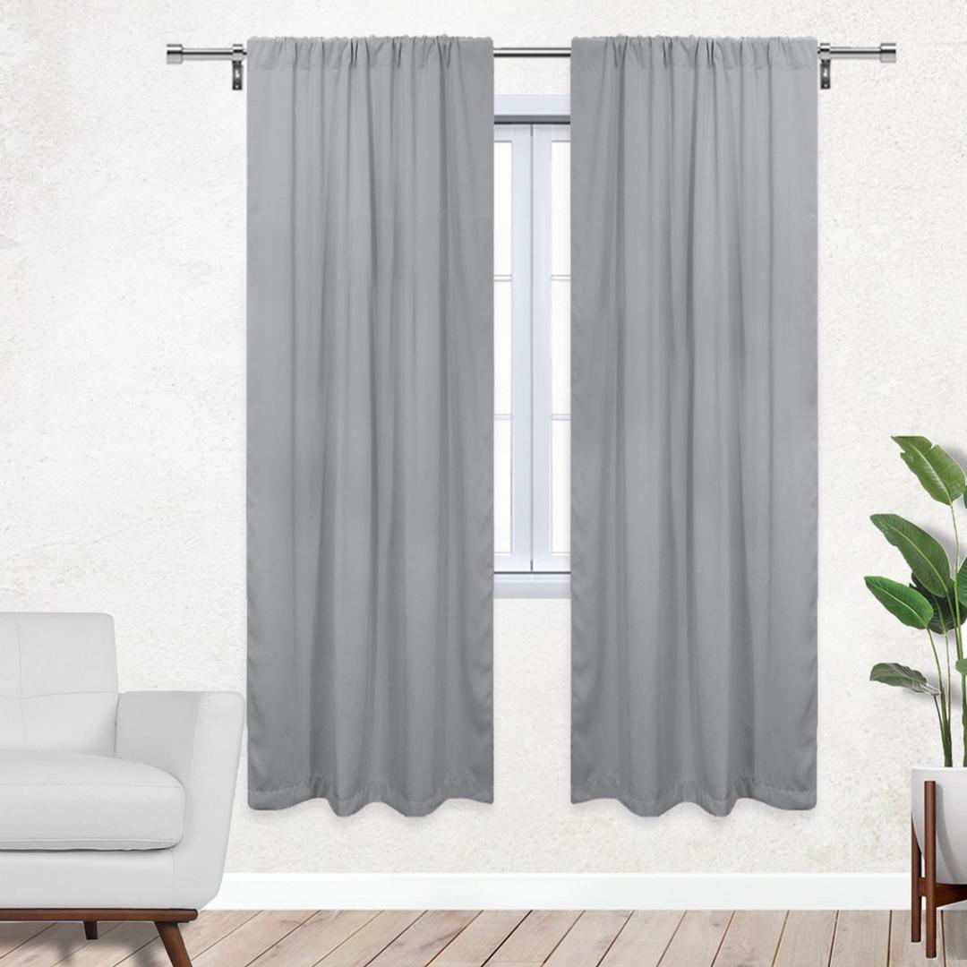 2 Polyester Curtain Gray 80"x40"
