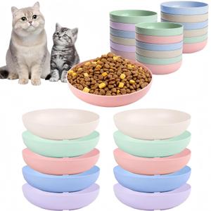 [18 Pack] Cat Dishes Whisker Friendly, Shallow Wide Pet Food and Water Bowl, 5.5 Inch Cat Food Dish, Friendly Wet Feeding Bowl, Durable Wheat Straw Pet Bowls, Pet Plate for Kittens (Indoor/Outdoor) (Multicolour)