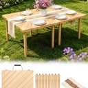 44" x 30" Low Picnic Table with Boho Table Runner Wooden Table