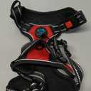 PHOEPET No Pull Dog Harness Medium Reflective Front Clip Vest with Handle,Adjustable 2 Metal Rings 3 Buckles[Easy to Put on & Take Off](M, Red)