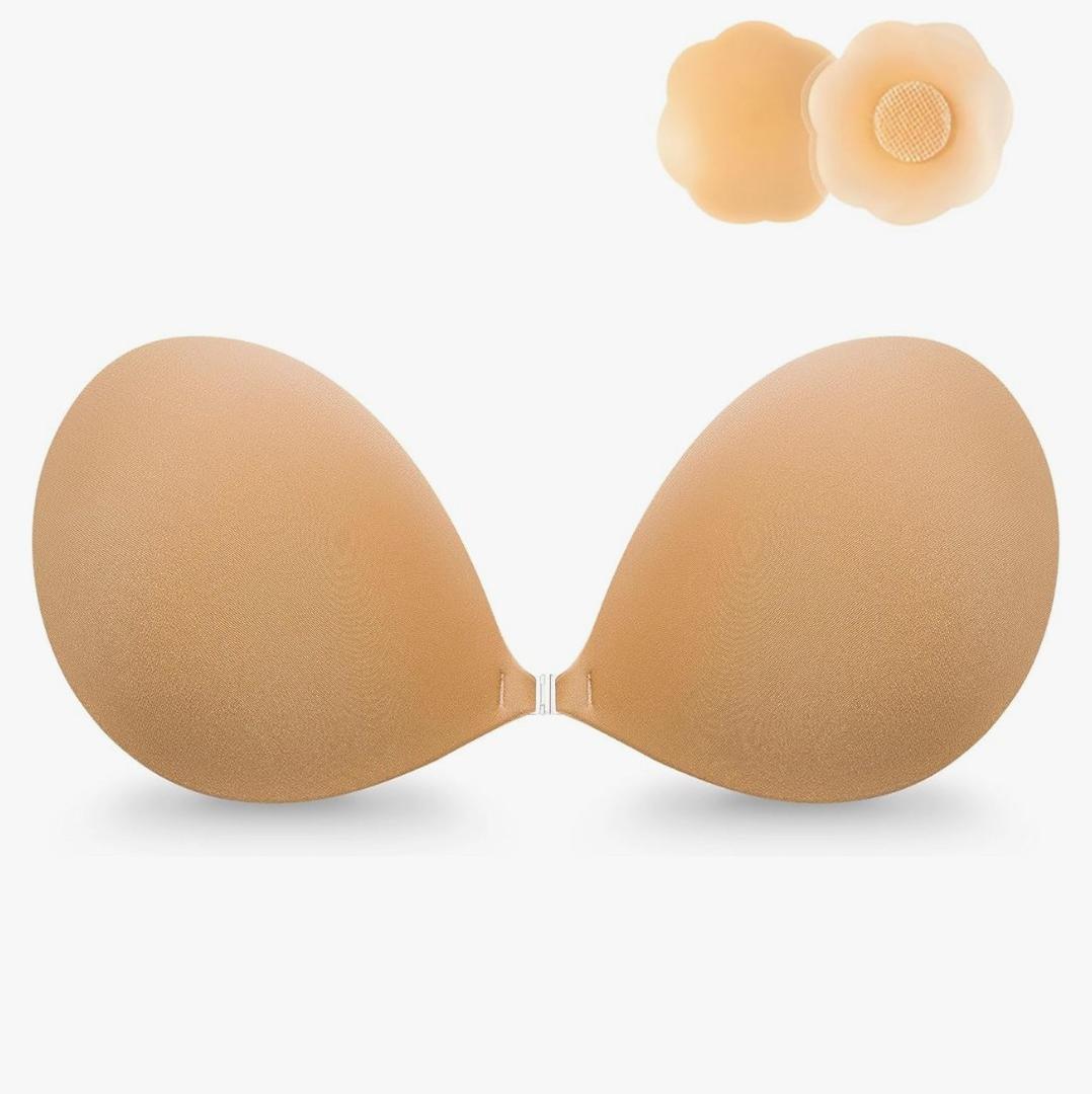 Wingslove Adhesive Bra Reusable Strapless Self Silicone Push-up Invisible Sticky Bras for Backless Dress