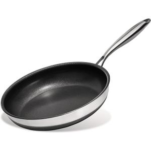 KITEXPERT Non Stick Frying Pans without Lid, 8" Titanium Ceramic Pan Nonstick Stainless Steel Skillet, PFAS PFOA & PTFE Free, Quick-Cool Handle, Dishwasher & Oven Safe, Compatible with All Cooktops (Black)