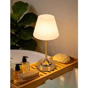 Shower Lamp Waterproof, Cordless Rechargeable Table Lamp with Battery Indicator, Touch Dimming, LED Cordless Shower Light for Patio, Camping, Bathroom, Restaurant & Kitchen