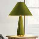TOCHIC Table Lamp for Bedroom,Table Lamp with Green Velvet Lamp Shades,Modern Farmhouse Side Desk Lamp,Mid Century Vintage Desk Lamp for Living Room,Reading Room,Hallway,Corridor 23.5" H 1 Light