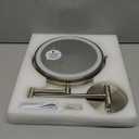 Rechargeable Wall Mounted Makeup Mirror Brushed Nickel, 8.5'' Magnifying Mirror with Lights Double-Sided 1X/10X 360 Rotation Extension Bathroom Shaving Mirror with Foldable Arm