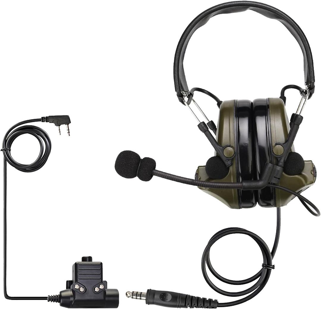 Retevis EHK007 Tactical Headset,Hunting & Shooting Earmuffs with Mic,Sound Amplification,Noise Reduction Walkie Talkie Headset,Compatible with Baofeng UV-5R BF-F8HP PRO AR-5RM RT22 RT86 RT68(1 Pack)