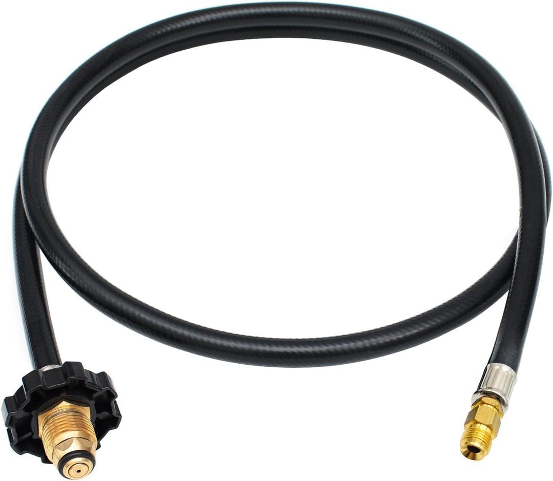 5 FT RV Propane Extension Tank Hose POL x 1/4" Inverted Male Flare RV Propane Hose Kit Use with Cam-co's 4-port Propane Tee, for RV Trailer, Propane Turkey Fryer, Gas Grill, Propane Fire Pit Hose Kit