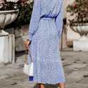 PRETTYGARDEN Women's Floral Boho Long Sleeve Maxi Dress | Wrap V Neck, Flowy A Line Swing Dresses, Belted, Elegant Spring Fall Outfit for Wedding Guest, Vacation, Date Night Party (Blue)