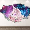 Unicorn Wall Decal Art Decor 3D Animal Sticker Mural Kids Room Vinyl Custom Gift BL48 (30"W x 18"H)