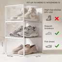 Pinkpum 15 Pack X-Large Shoe Storage Boxes Fit US Size 11, Shoe Organizer for Closet Clear Plastic Stackable Shoe Dispaly Case Holder Bins, Sneaker Storage for Sneakerheads White for Home and Family