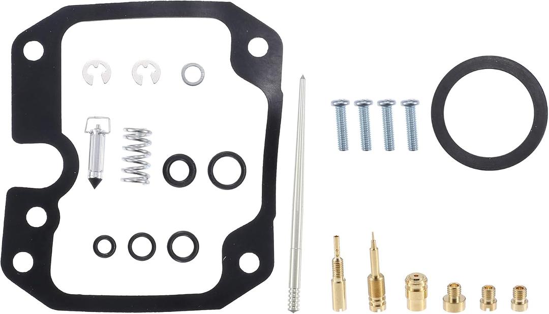 ACROPIX Float Valve Jets Rebuild Kit Motorcycle Carburetor Repair Kit Fit for Yamaha TTR125 Metal Rubber - Pack of 23 Black Gold Tone