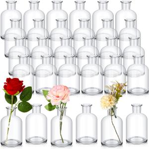 Lallisa 60 Pcs 4 Inches Small Glass Bud Vases Bulk Mini, Clear