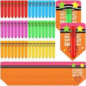 Sayglossy 48 Sets End of Year Student Gift Includes Retractable 0.5mm 10 in 1 Multicolor Ballpoint Pen with Gift Cards, Bookmarks for Graduation Student Gifts, Classroom Prizes, Party Favors