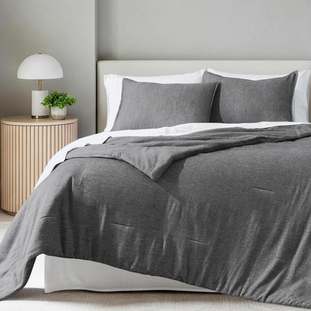 Bare Home Comforter Set - Oversized King - Ultra-Soft - Goose Down Alternative - Premium 1800 Series - All Season Warmth Comforter (Oversized King, Heathered Grey)