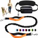 Hands-Free Dog Leash for Dogs up to 130 lbs  Heavy-Duty, Shock-Absorbing Bungee Leash with Zipper Pouch, Dual Padded Handles & Adjustable Waist Belt for Running & Walking  Bright Orange