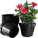RooTrimmer 10 Inch Plastic Nursery Pots for Plants 10 Pack Plant Pots with Drainage Holes 2 Gallon Nursery Pots Perfect for Indoor Outdoor Plants Such as Herbs, Strwaberrys and Flowers, Black