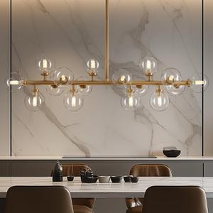 Gold Mid Century Modern Chandelier for Dining Room Light Fixture, 16-Light Glass Globe Bubble Linear Sputnik Light Fixture Chandelier for Kitchen Island Living Room, L39.4''