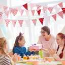 Bememo 33ft Triangle Bunting Banner, Valentine's Day Bunting Cotton Fabric Flags Pennant Garlands for Galentine's Day Birthday Wedding Baby Shower Home Outdoor Garden Decorations