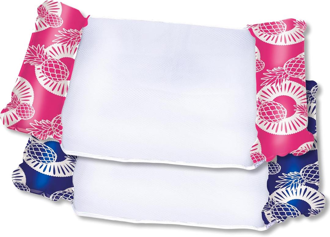 Waterlife 4-in-1 Pool Hammock 2-3-4 Packs, Inflatable Pool Chair Float, Water Hammock (Saddle, Lounge Chair, Hammock, Drifter), Multiple Colors (Navy Blue & Pink)