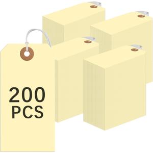 200PCS Wire Label with Manila Label 4 3/4 x 2 3/8 "Blank Transport Label with Reinforced Hole and Cotton Rope Label with String (Yellow)